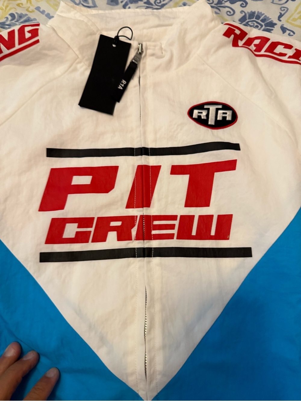RtA Blue & White "Pit Crew" Mens Racing Hoodie